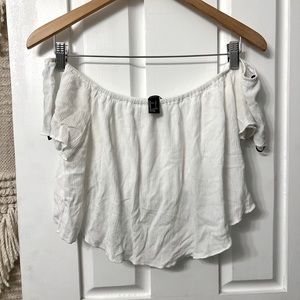 White Forever 21 Strapless Crop Top